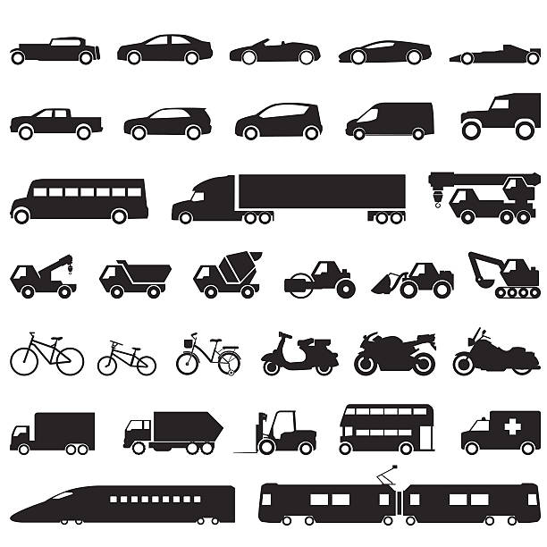 ilustrações de stock, clip art, desenhos animados e ícones de conjunto de ícones de transporte - convoy