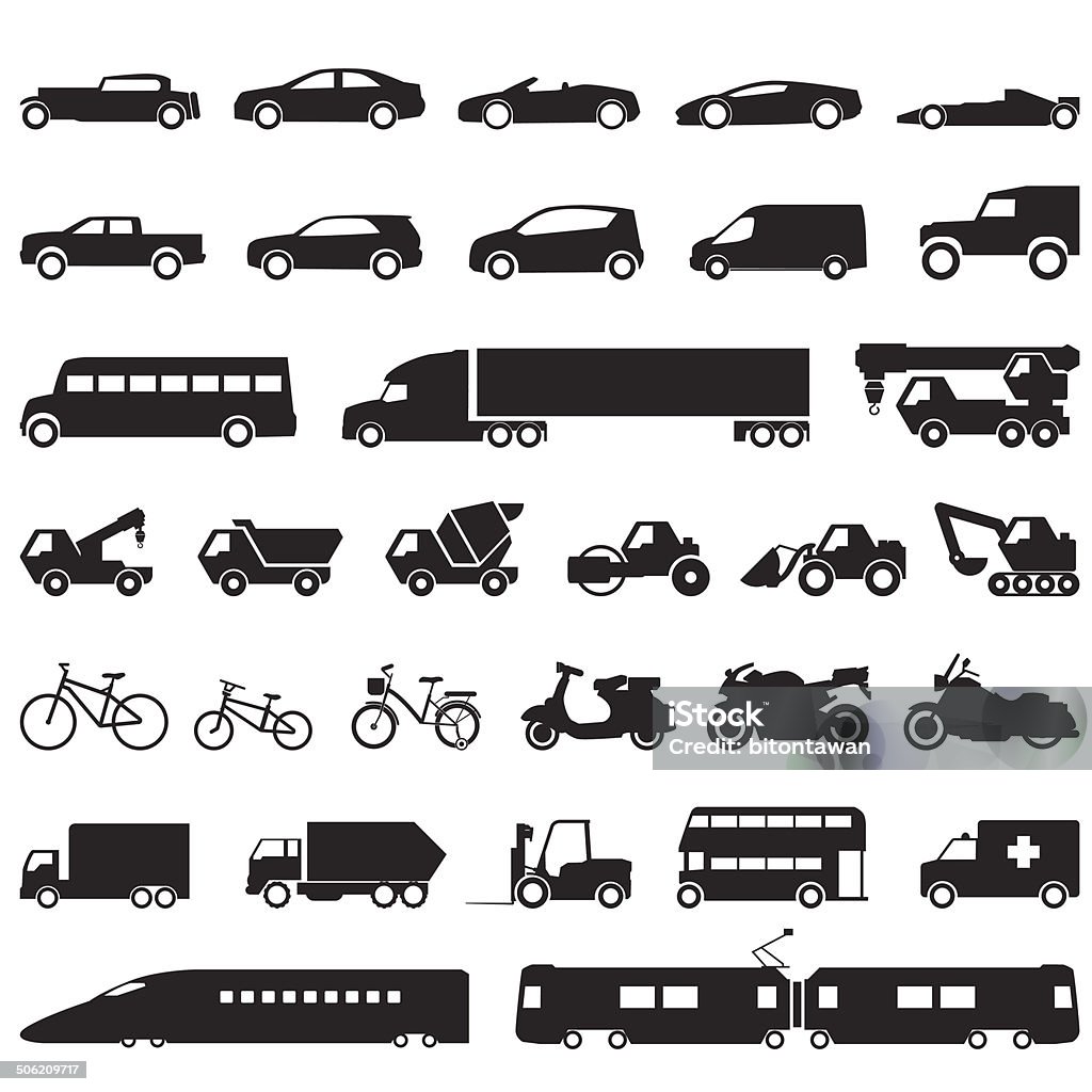 Transportation car icons set Convoy stock vector