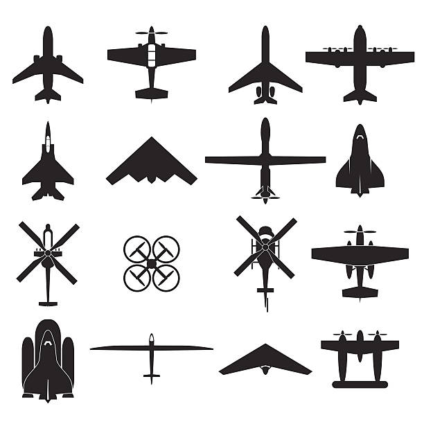 airplane icons set airplane icons set military airplane stock illustrations