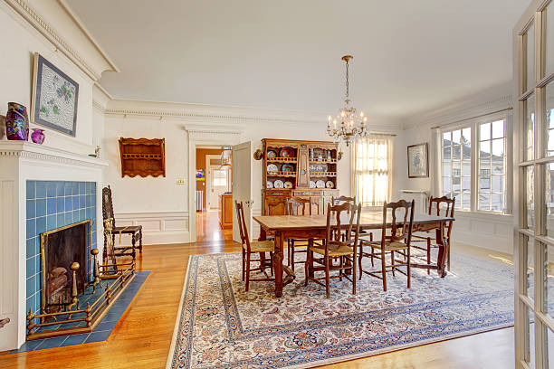 istock Large dining room in luxury house 506211999