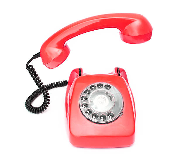 istock Red retro telephone isolated on white background. 506214816