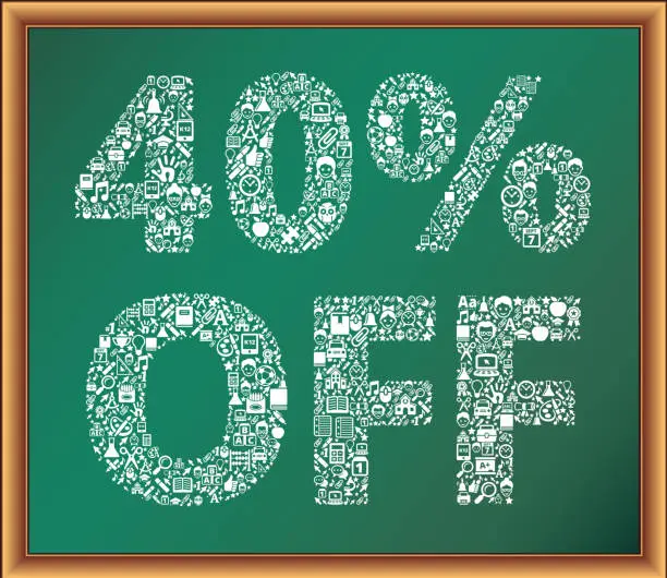 Vector illustration of 40% Off educational royalty free vector graphic Blackboard