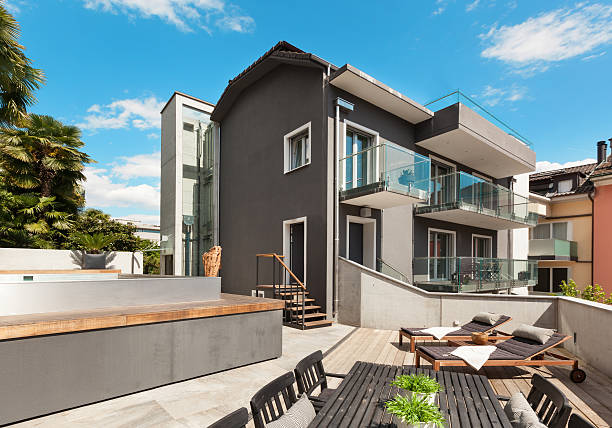 istock Nice terrace of modern house 506215543