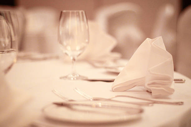 istock Elegant Table Set Up in white 506215600