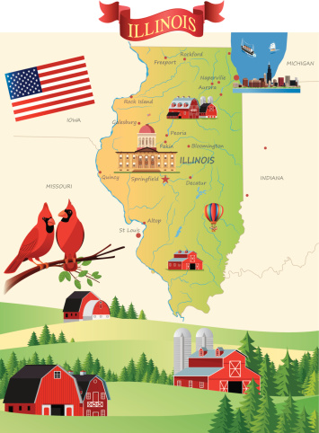 Cartoon map of Illinois
