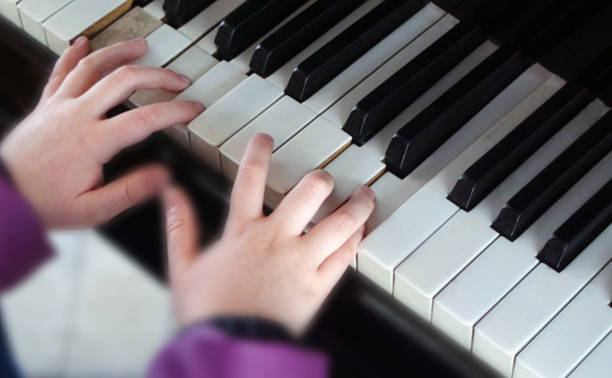 istock Hand Playing Classical Music With Piano Keyboard Inside Room 506216460
