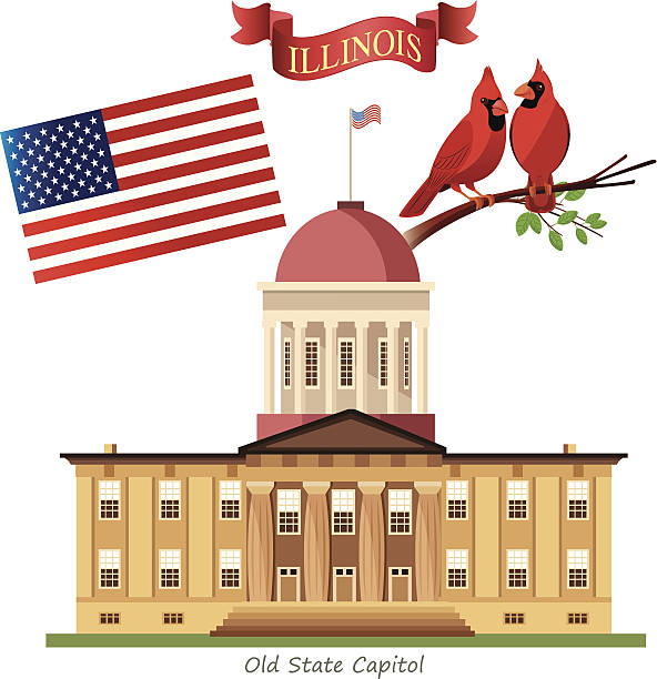 Illinois State Capitol Vector Illinois State Capitol illinois state capitol stock illustrations