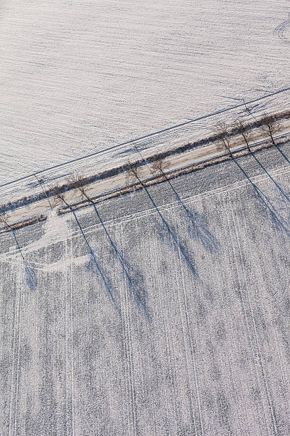 istock aerial view  over the harvest fields in winter 506218396