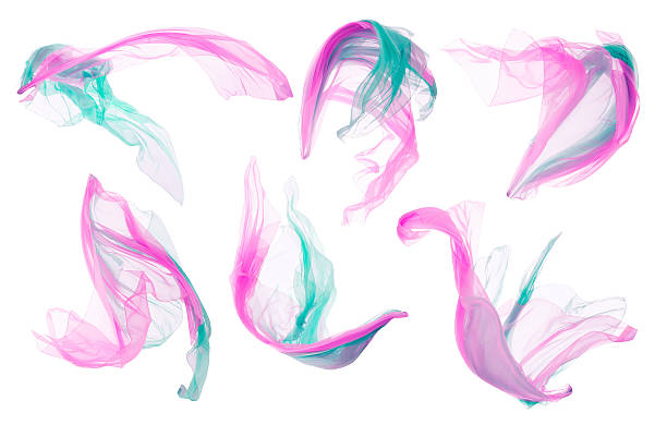 istock Fabric Cloth, Silk Flying Fluttering, Pink Cyan Pieces Clothes, White 506218540