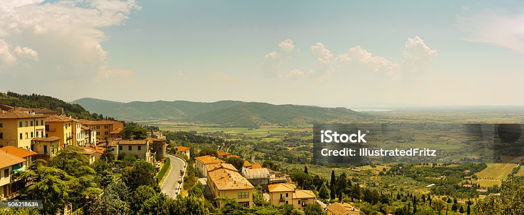 Cortona landscape Shoot in Cortona in Europe in Italy. Landscape photo shoot by sunlight Agricultural Building Stock Photo