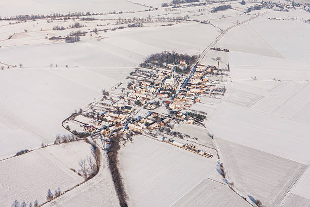 istock aerial view  over the harvest fields in winter 506219954