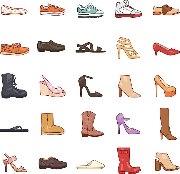 신발도 백색과 벡터 아이콘 - ankle strap shoe stock illustrations