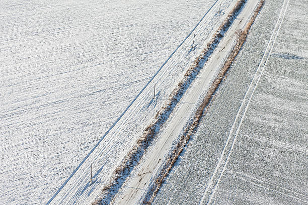 istock aerial view  over the harvest fields in winter 506221022
