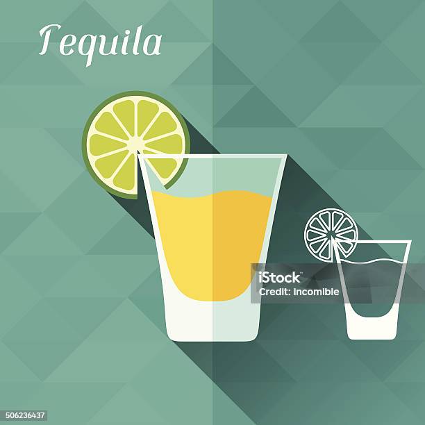 Illustration With Glass Of Tequila In Flat Design Style Stock Illustration - Download Image Now