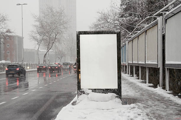 istock Blank advertising billboard on city street 506236748