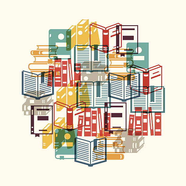 books in background Education background with books in flat design style. Education background with books in flat design style. book backgrounds stock illustrations