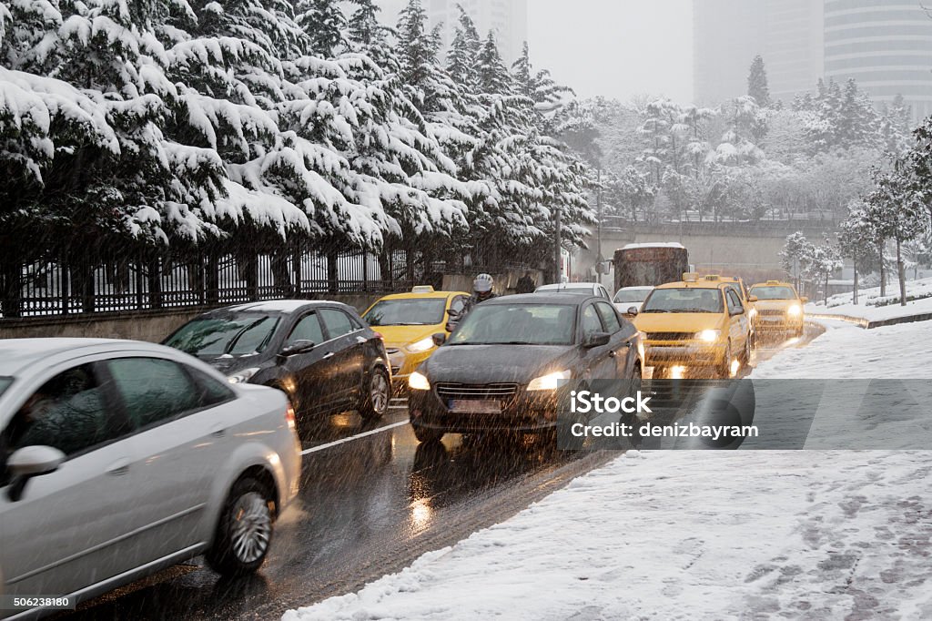 Winter traffic in Istanbul Istanbul traffic is always busy, even during the winter intensifies. Istanbul Stock Photo