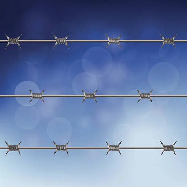 Vector illustration of barbed wire fence