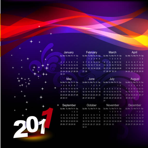 新しい年のカレンダー - october calendar 2011 month点のイラスト素材／クリップアート素材／マンガ素材／アイコン素材