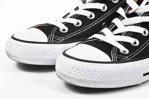 Black canvas shoes isolated on white