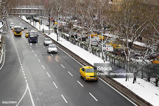 Winter Traffic In Istanbul Stock Photo - Download Image Now - Istanbul, Snowing, Traffic