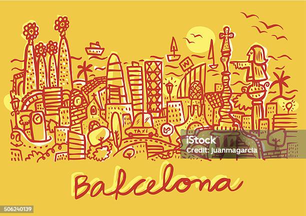 Toits De Barcelone Vecteurs libres de droits et plus d'images vectorielles de Barcelone - Espagne - Barcelone - Espagne, Horizon urbain, Vectoriel