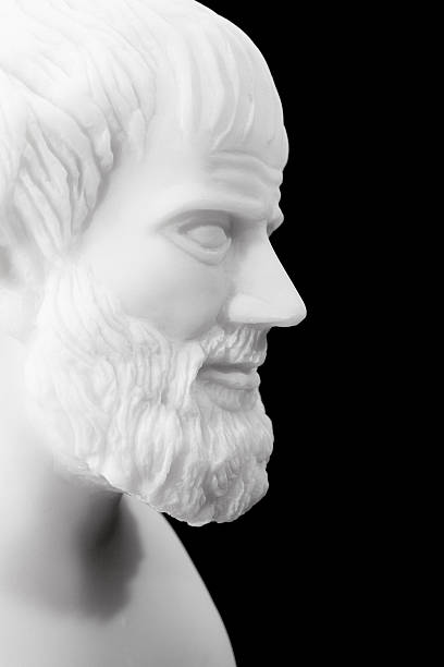 Ancient Greek philosophers Greek philosopher Aristotle (384-322 B.C.E.) sculpture isolated on black background aristotle stock pictures, royalty-free photos & images
