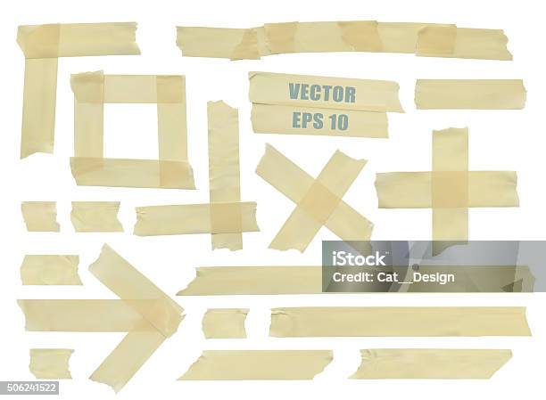 Set Of Various Adhesive Tape Pieces Realistic Illustration Vector Stock Illustration - Download Image Now