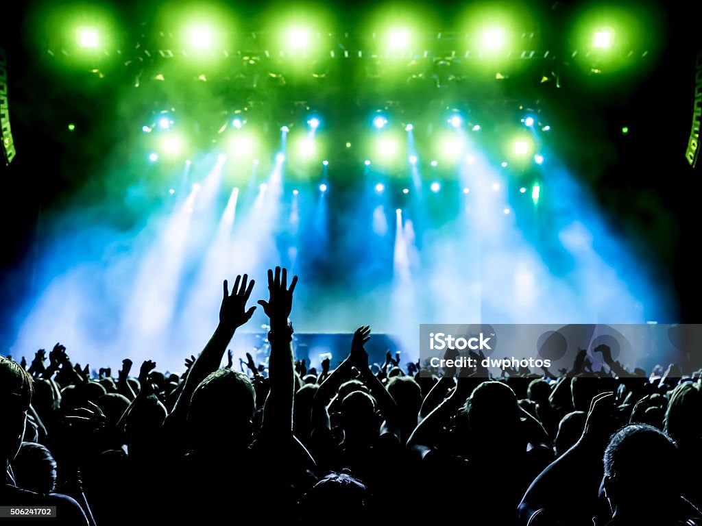 Concert Crowd Silhouettes of crowd at a rock concert Audience Stock Photo