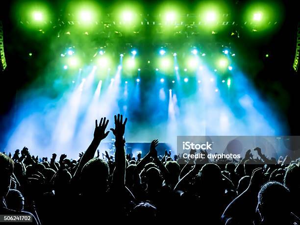 Concert Crowd Stock Photo - Download Image Now - Audience, Stage Light, Crowd of People