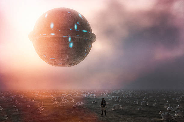 istock Strange alien UFO sphere, planet, astronaut 506241710