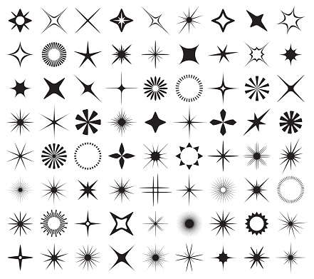 Sparkles and starbursts symbols. Vector illustration.