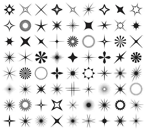 Vector illustration of Sparkles and starbursts symbols. Vector illustration.