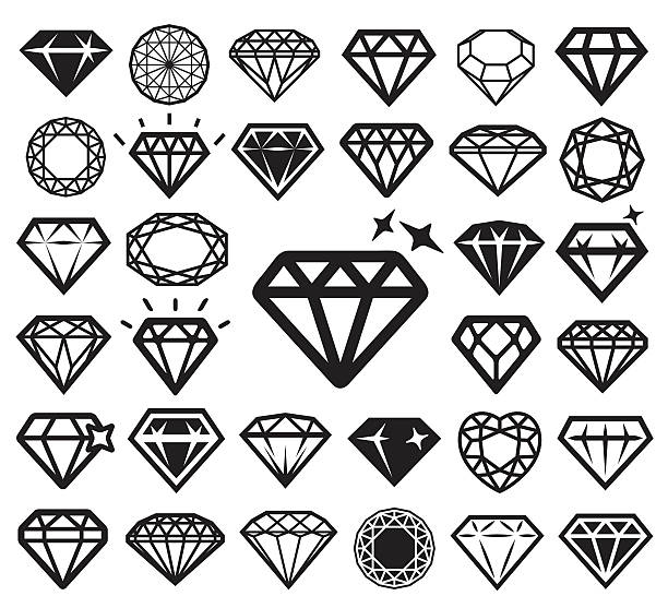 illustrations, cliparts, dessins animés et icônes de diamond icônes définies. illustration vectorielle. - diamond shaped