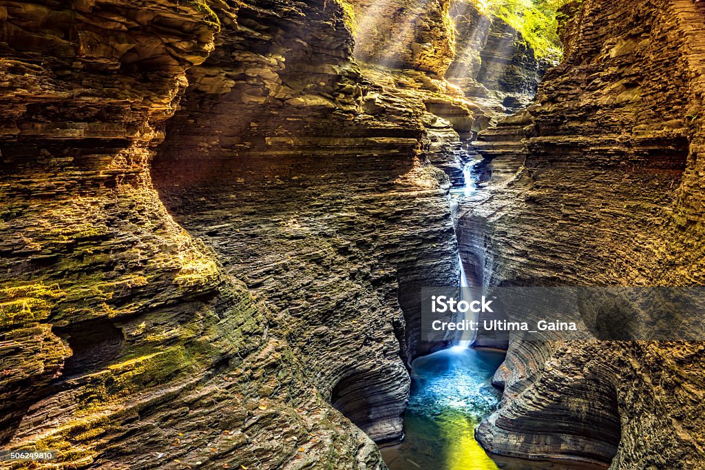 Watkins Glen State Park waterfall Watkins Glen State Park waterfall canyon in Upstate New York Watkins Glen Stock Photo