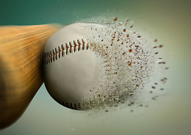 sucesso de beisebol com a bola a desintegrar-se - baseball baseballs sport close up - fotografias e filmes do acervo