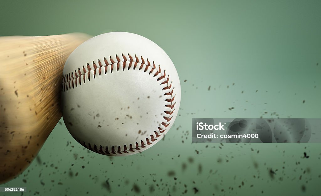 baseball hit bat and baseball Baseball - Ball Stock Photo