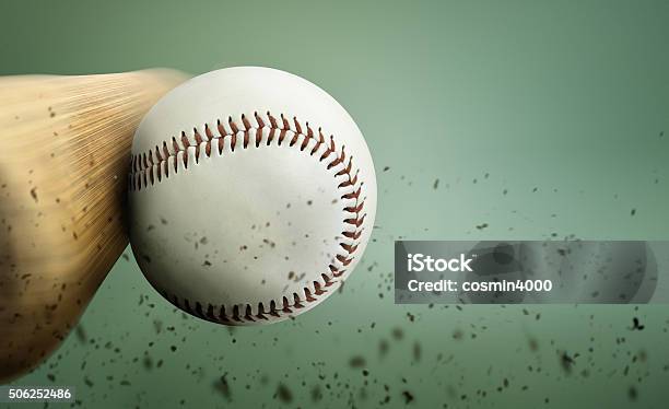 Baseball Hit Stock Photo - Download Image Now - Baseball - Ball, Baseball - Sport, Close-up