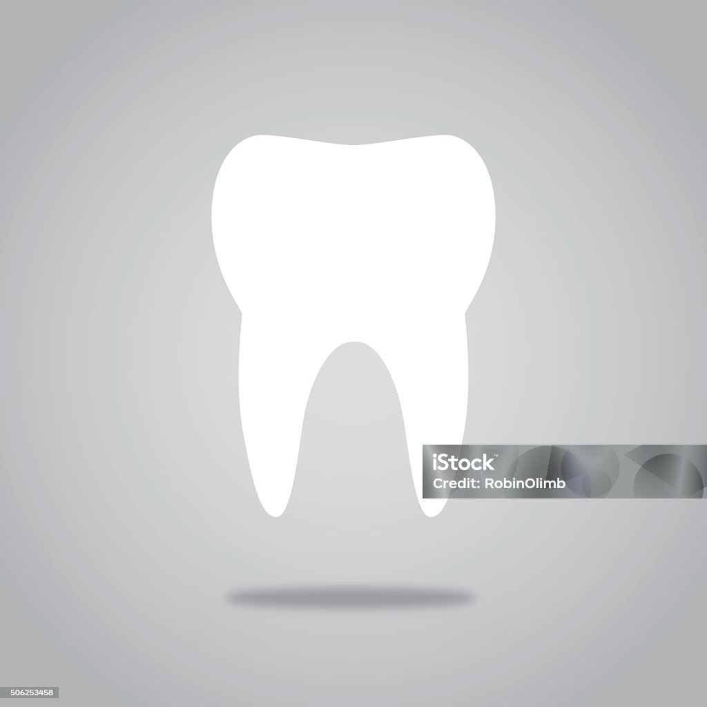 Tooth Icon Vector illustration of a white tooth on a gray gradient background. Human Teeth stock vector