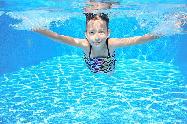 istock Happy active underwater child swims in pool 506281935