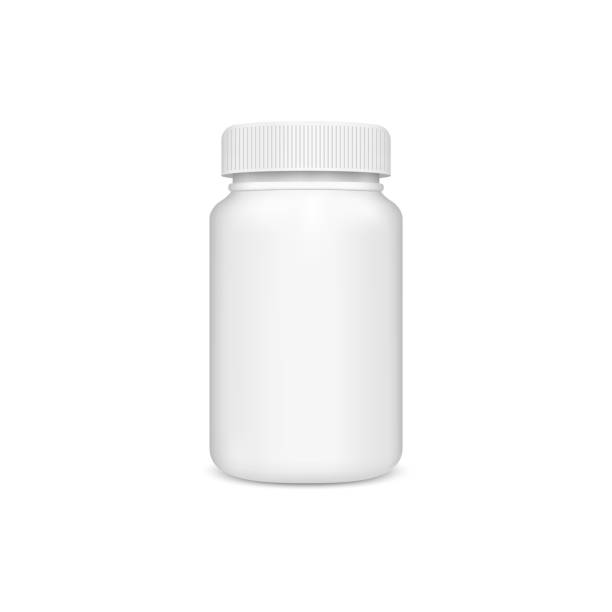 illustrations, cliparts, dessins animés et icônes de bocal en plastique avec couvercle - pill container