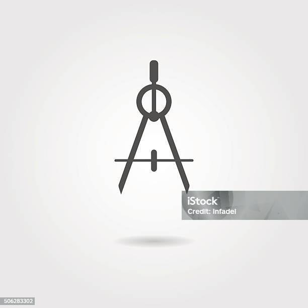 Compasses Icon With Shadow Stock Illustration - Download Image Now - Drawing Compass, Icon Symbol, Architect