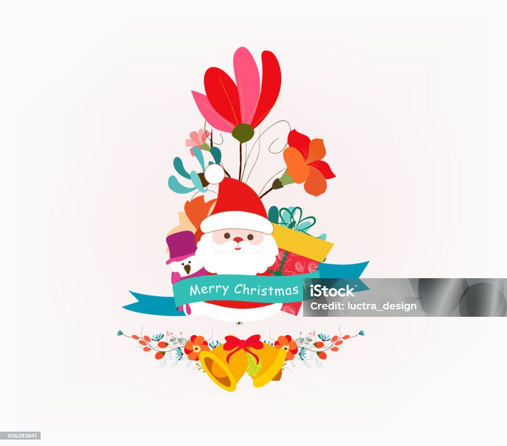 Joyeux Noël des bouquets avec santaclaus et Bonhomme de neige - clipart vectoriel de Adulte libre de droits