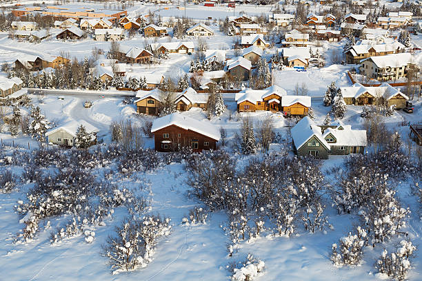 Little town in Colorado Steamboat springs, colorado village from a hot air ballon midair. steamboat springs stock pictures, royalty-free photos & images