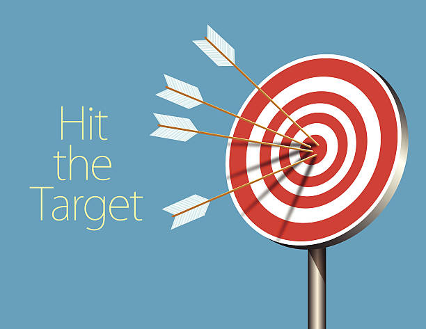 ilustraciones, imágenes clip art, dibujos animados e iconos de stock de el objetivo - target arrow bulls eye winning