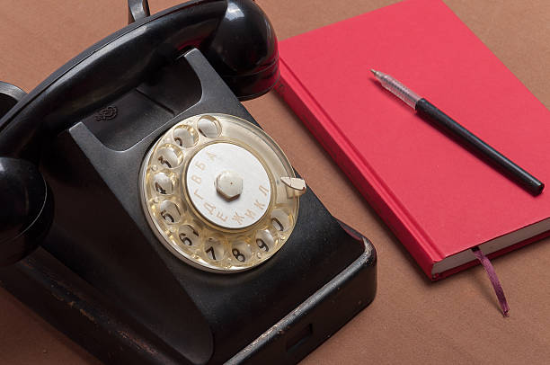 istock Retro style black russian dial telephone 506285264