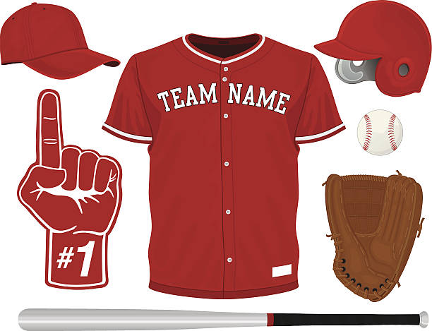 Baseball Set Created in Adobe Illustrator 10 with transparencies on the baseball bat. baseball uniform stock illustrations