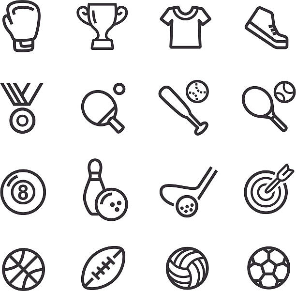 illustrazioni stock, clip art, cartoni animati e icone di tendenza di sport icone-serie linea - medal soccer success winning