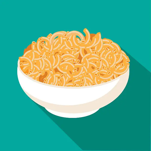 Vector illustration of Macaroni and cheese flat design