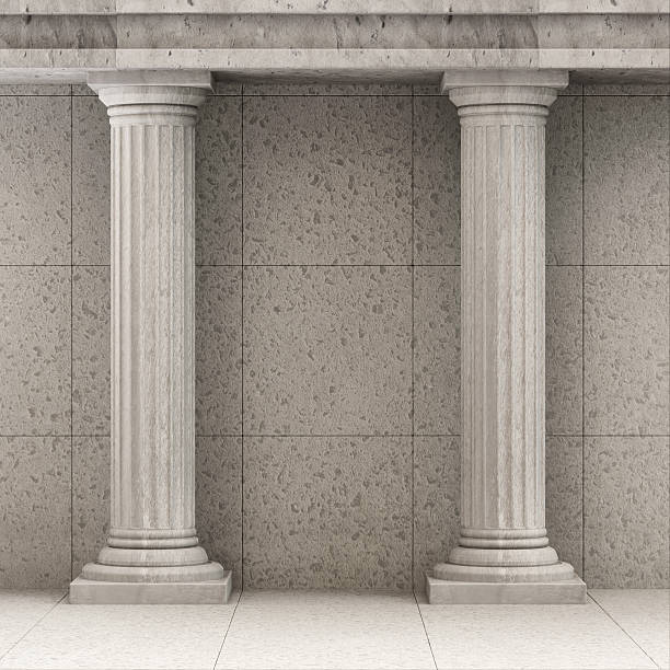 クラシックなインテリア、古代の柱 - law column courthouse greek culture ストックフォトと画像